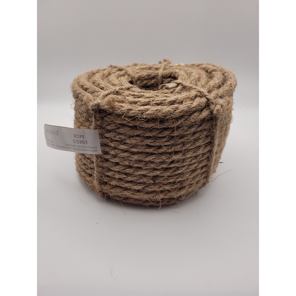 NEW Ashland Jute Rope Cord Unisex 100ft Natural Brown Unbleached 7mm Twisted